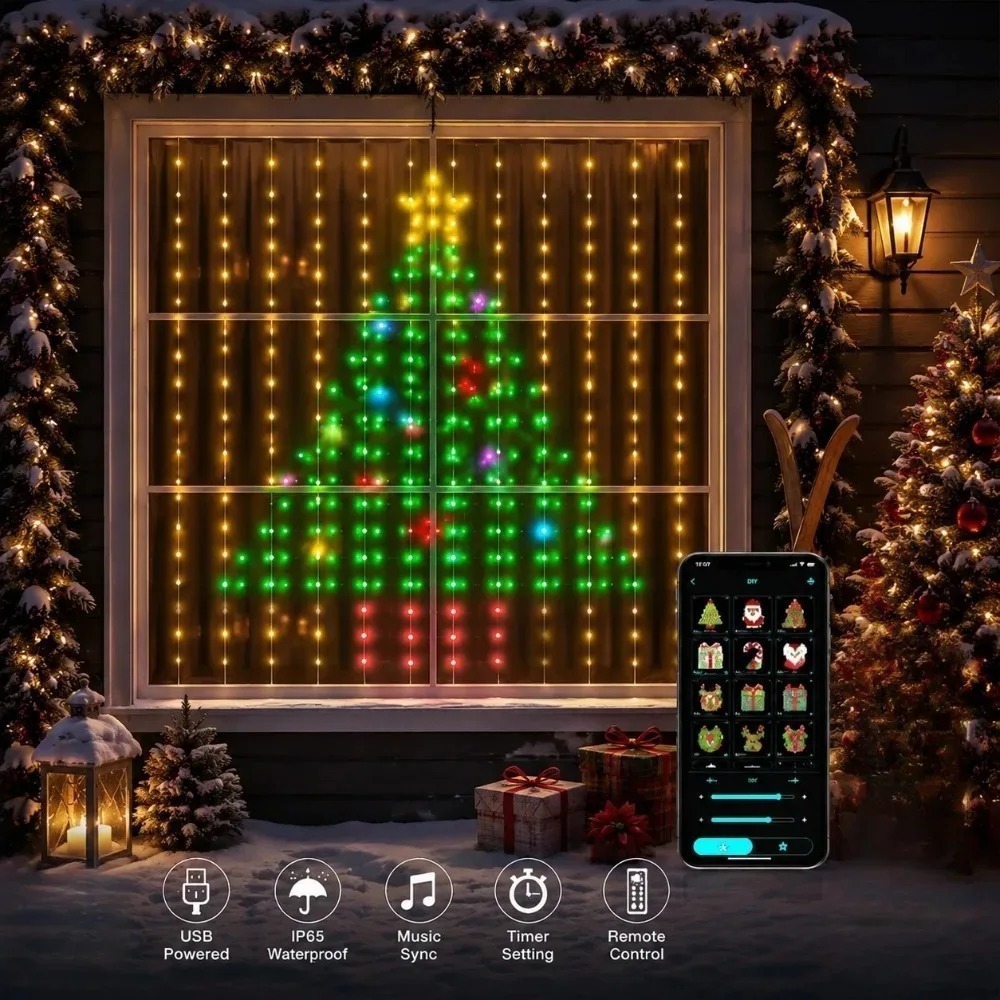 Home Lighting And Decor - LED Piksel Perde Işıkları Bluetooth APP