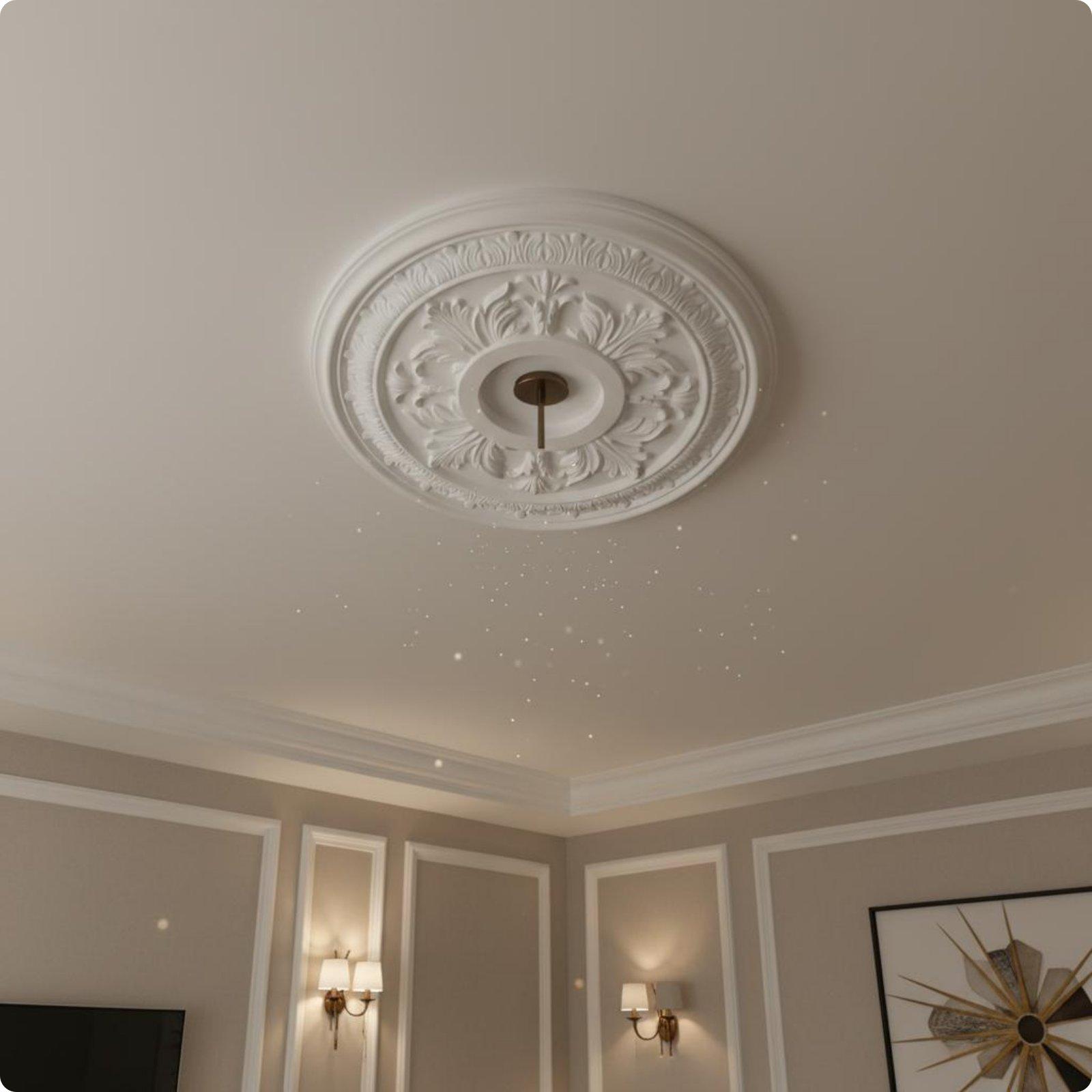 Decor Lighting Fixtures - Altın Kabartmalı Tavan Lambası Paneli PU