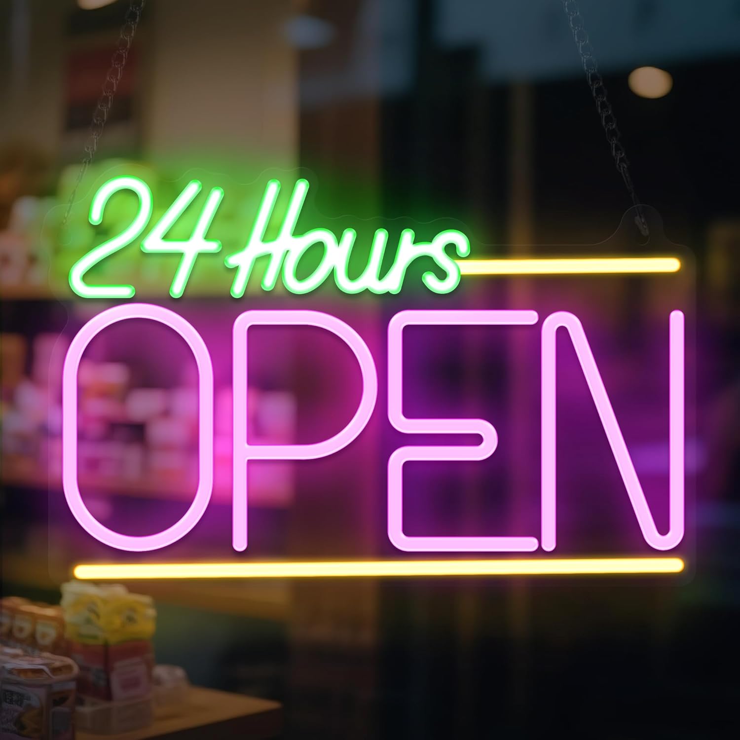 Decor Lighting Opening Hours - 24 Saat Açık Neon Tabela USB