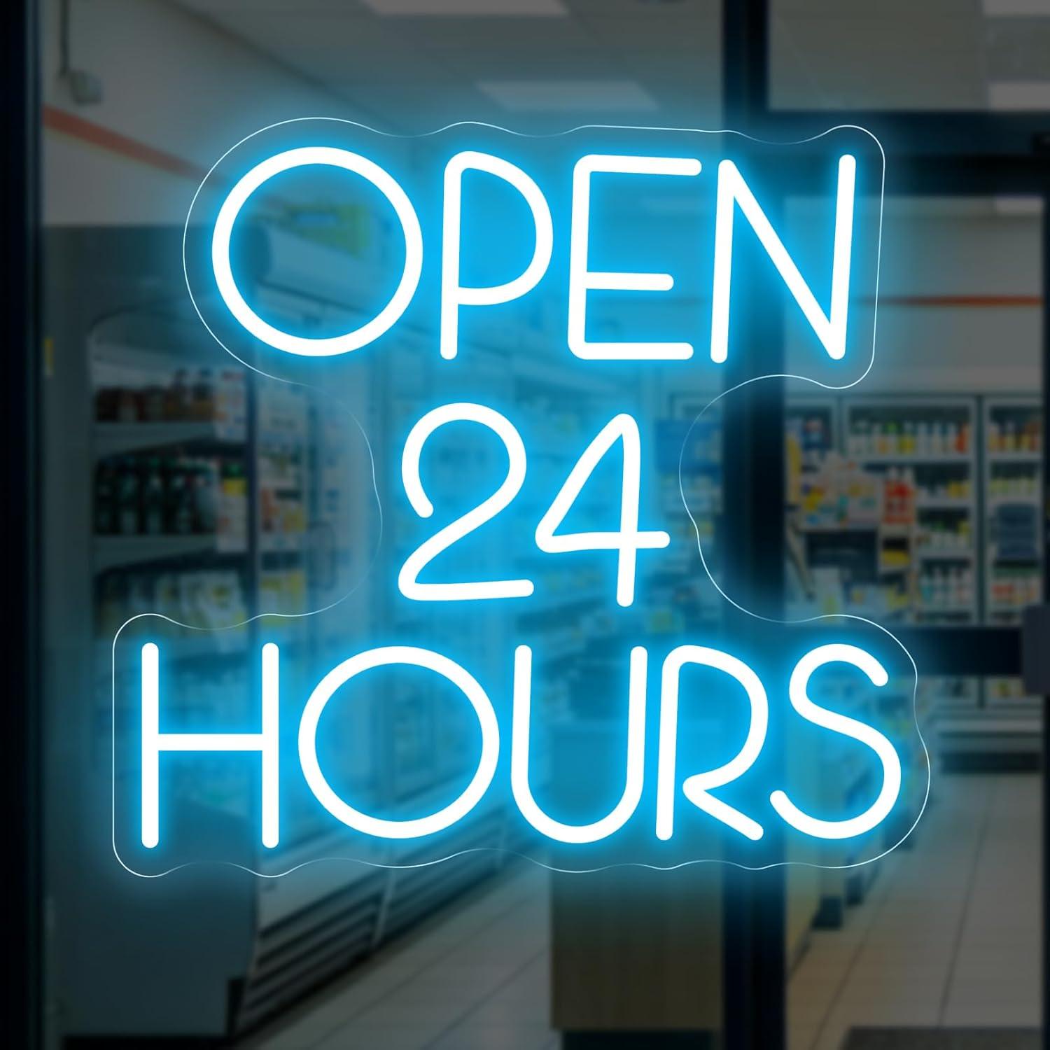 Decor Lighting Opening Hours - 24 Saat Açık Neon Tabela USB