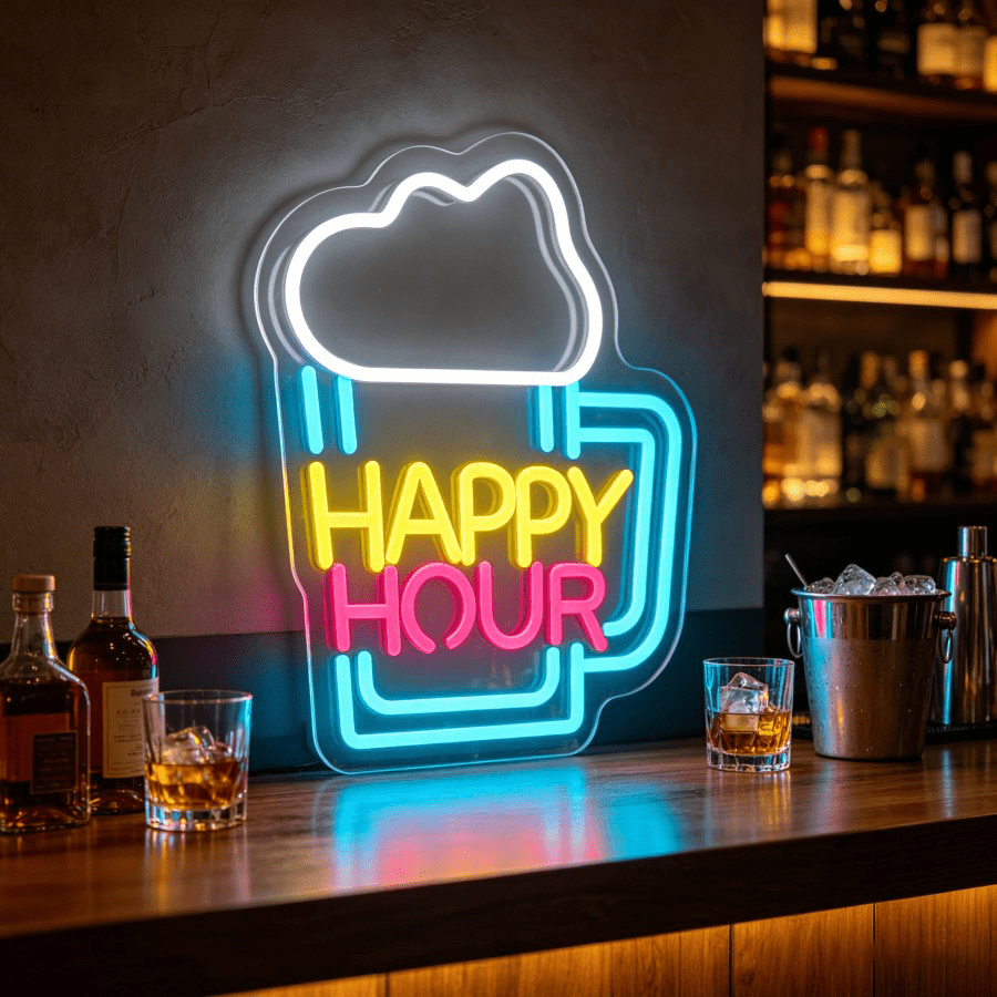 Decor Lighting Opening Hours - Mutlu Saatler Bira Kupağı LED Duvar