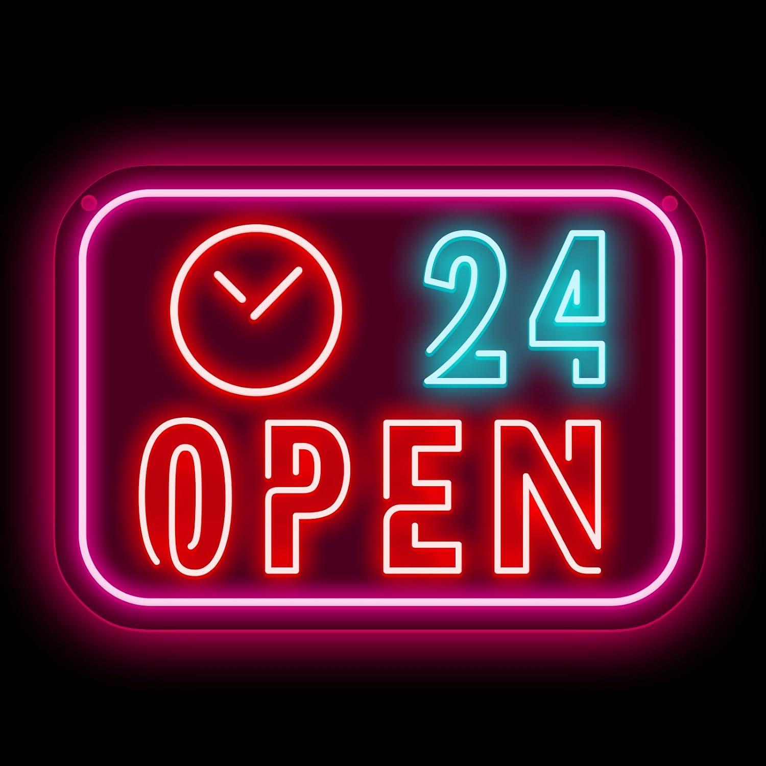 Decor Lighting Opening Hours - Saat 24 Saat Açık Neon Tabela