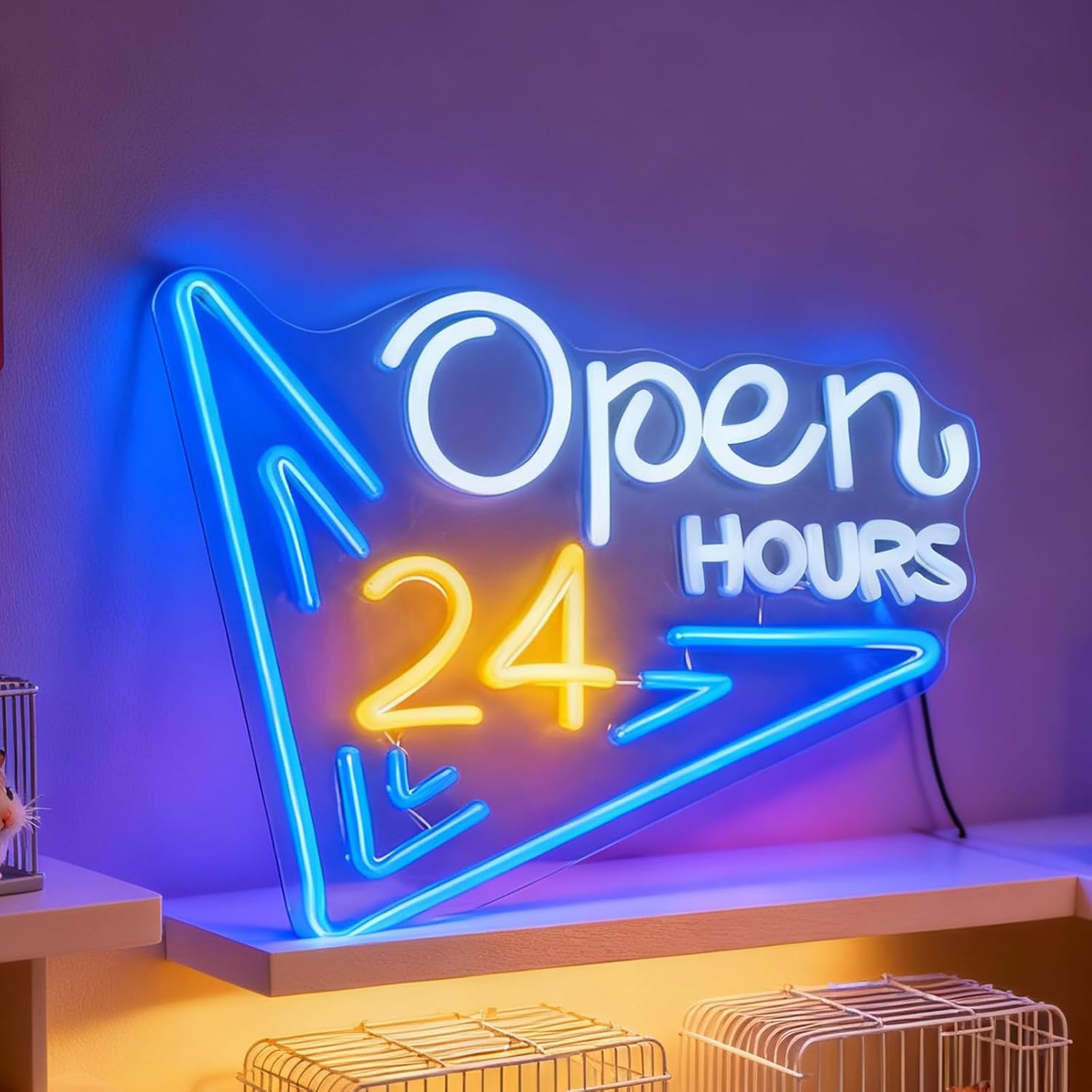 Decor Lighting Opening Hours - 24 Saat Açık Neon Tabela LED